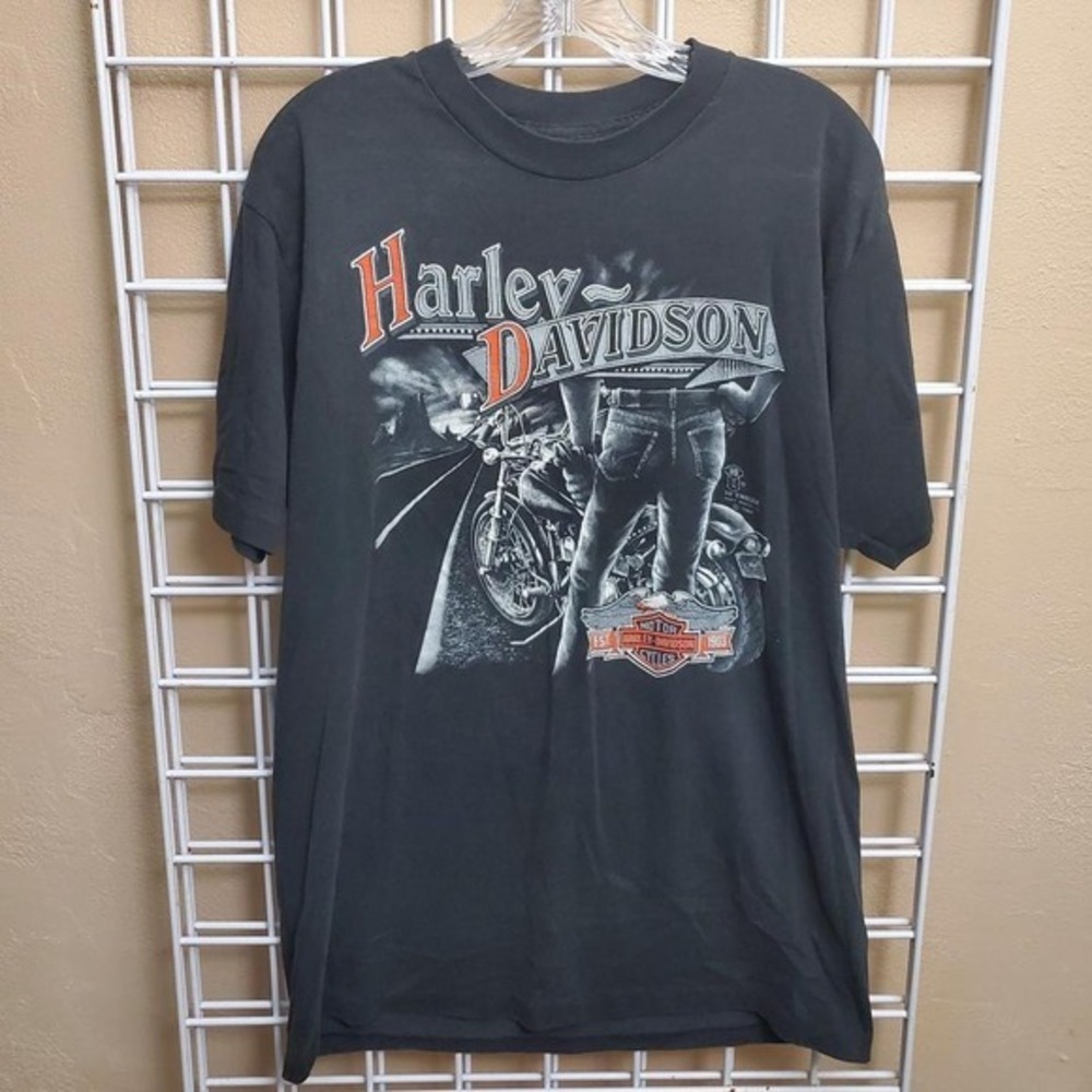 Vintage 1989 Harley‎ Davidson 3D Emblem T-Shirt